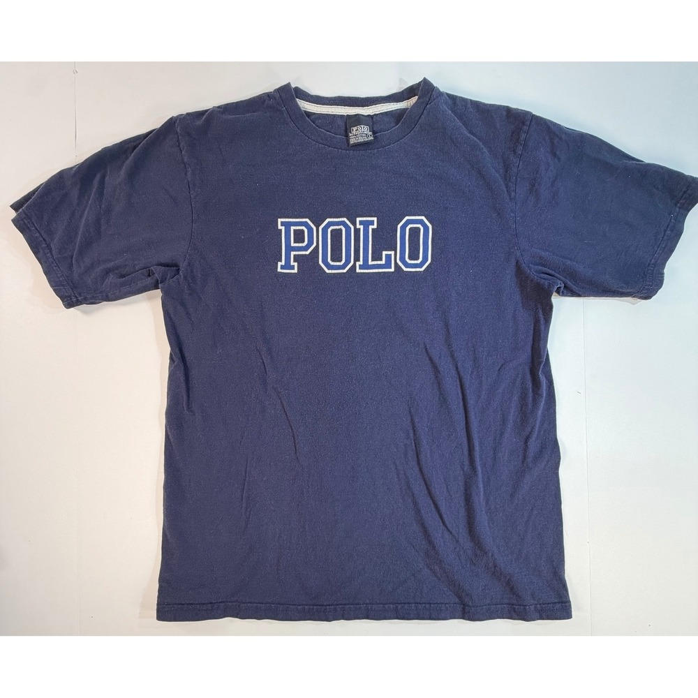 Polo Ralph Lauren Kids Navy Blue Graphic T-Shirt Large 100% Cotton Short Sleeve